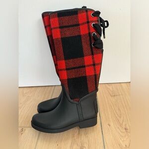 COACH Plaid Red/Black Boots -  Size 5